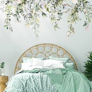 Vepret Green Plants forlader v?goverf?ringsbilleder skr?l og stick store blomsterblomster v?gklisterm?rker aftagelig vinstok hjemindretning kunst