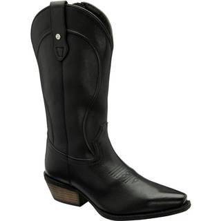 Ravel Ravel Black Leather Mid Calf Zip-Up Western Cowboy Boots