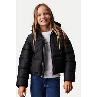 Hooded Logo Puffer Jacket - Black - 6