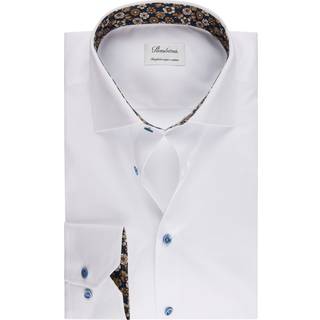 Stenströms Hvid twillskjorte med kontrastfarve | Herre |Herreskjorter | Fitted Body | Størrelse: 42 | Hvid | Solid | Lange Ærmer