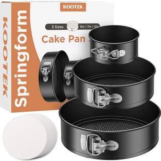 Kootek Cake Pan Sæt på 3 nonstick Springform Pander med aftagelig bund 4 7 9 tommer rund ostekage bagepander med 50 stk pergamentpapirforinger