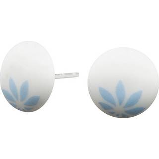 Nordahl Andersen - Porcelæn ørestikker med blå grafisk blomst