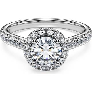 Eternity Strahlenkranz-Solitärring, Im Labor gezüchtete Diamanten 1,33 ct tw, Runde Form, 18K Weißgold