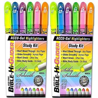 G.T. Luscombe Company Inc. Accu-Gel Bible-Hi-Glider Bible Study Set | Pr?cis tipst?rrelse | Ingen Bleed Solid Gel Highlighter | Ingen udtv?ring e