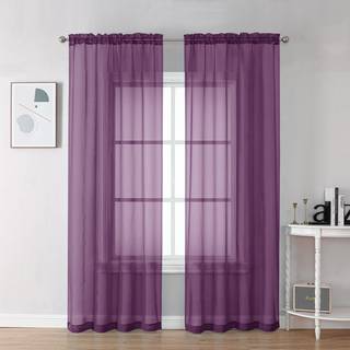 ChyHomenyc Plum Sheer Curtains Sheer Curtains 84 tommer Lange 2 paneler Sæt stanglommen Voil