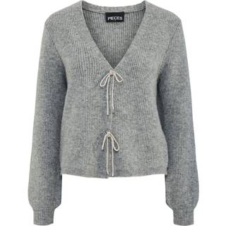 PIECES dame cardigan PCANNA - Medium Grey Melange Silver Glitter Bow - XL