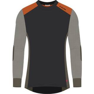 Aclima Men's WoolNet Hybrid Crew Neck Jet Black/Tarmac/Gold Flame, S