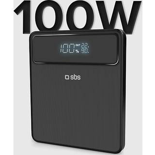 SBS slim powerbank 20.000 mAh - sort (På lager i varehus)