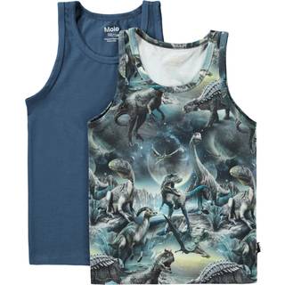 Molo 2-pak GOTS Jayden Tanktoppe Dinos Calm 92/98 cm  Blå  92/98 cm  mand