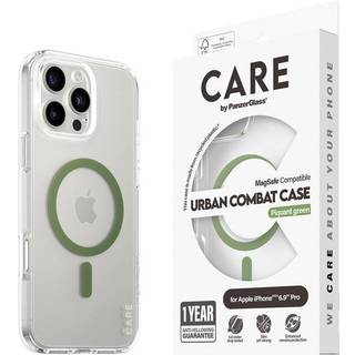 CARE by PanzerGlass iPhone 16 Pro Max FLAGSHIP Urban Combat Cover - MagSafe Kompatibel - Transparent / Piquant Green