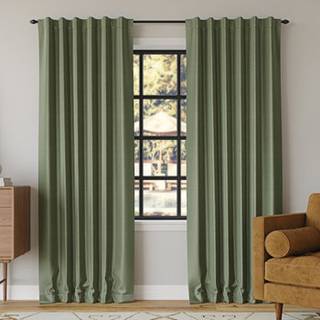 Sun Zero Greyson Faux Dupioni Silk Thermal Extreme Total Blackout Back Tab Gardin Panel 50 """" X 84 """" Moss Green