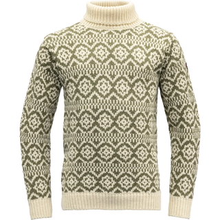 Devold Unisex Hoddevik Wool High Neck Off White, OFFWHITE/OLIVE, XL