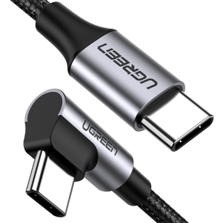 UGREEN USB-C til USB-C, Vinklet, 1m - Grå/Sort