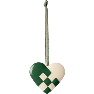 Maileg Ornament i metal, Lille hjerte - Mørk grøn