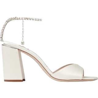 Jimmy Choo Saeda 85 embellished satin sandals - white - EU 36