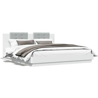 Sengeramme Med Sengegavl Konstrueret Træ - Hvid / 180 x 200 cm