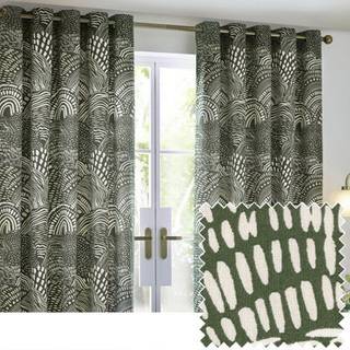 HÖEM HÖEM Olive Nola Abstract Geometric Eyelet Curtains