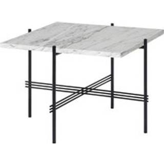 GUBI TS Sofabord Firkantet 55 x 55 cm med Sort Base og Hvid Carrara Marmor Top