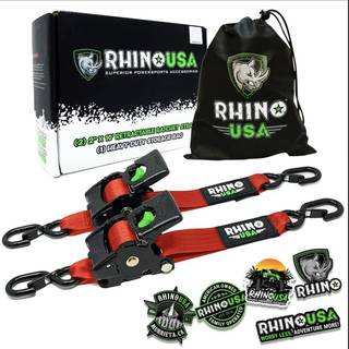 Rhino usa udtr?kkelige skraldestropper (2 -pakke) - 2 tommer x 10 fod (3 033 lb Break Strength) - Heavy Duty Auto Self Retracting Tie Down Stropp