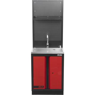 PELA Håndvask med skab & hylde, rød/sort 2.0