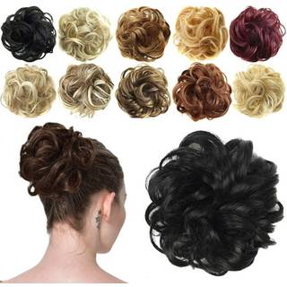 Feshfen rodet bolle h?r stykke h?r bolle scrunchies off sort syntetisk sort b?lget chignon hestehale h?rforl?ngelser tykke updo h?rstykker til kv