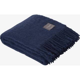 Stackelbergs Mohair Tæppe Valset Frynse 130x170 Cm - Plaider & Tæpper Uld Denim Blue - 4192