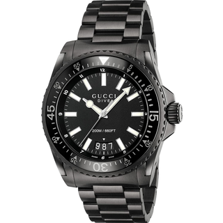 Gucci YA136205 sort urskive rustfrit stål herreur