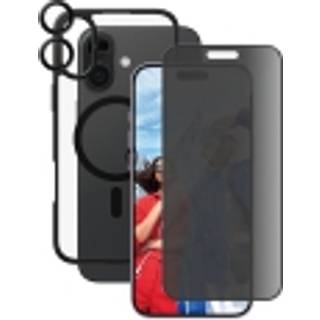 CARE By PanzerGlass iPhone 16 Plus 3-i-1 FLAGSHIP MagSafe Bundle - Privacy Skærmbeskyttelse (UWF) / Bagsidecover / Kamerabeskyttelse - Gennemsigtig / Sort