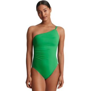 Lauren Ralph Lauren Lauren Ralph Lauren Palm Green Palm Beach Club Solids Double Stap One Shoulder Swimsuit