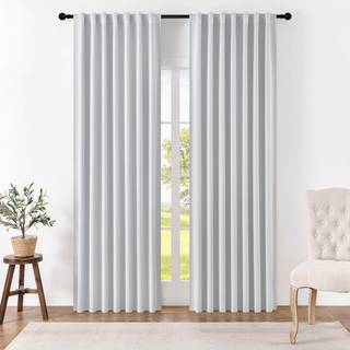 JoyDeco White Blakcout Curtains 84 tommer lange til soveværelse sort ud gardiner 84 tommer længde 2 paneler Sæt værelse mørkere gardiner og gardi