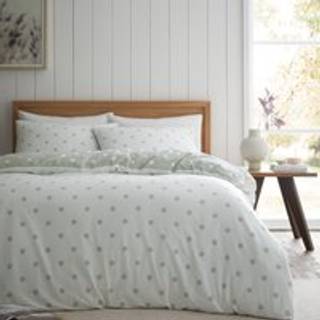 Catherine Lansfield Catherine Lansfield Sage Green Brushed 100% Cotton Polka Dot Duvet Cover Set