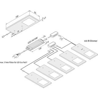Eco-Pad F LED-underskabsbelysning, 5, 4.000 K, alu