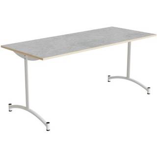 Bord Zeb 231, 1650x700 mm Højde 720 mm, Lys grå linoleum, Hvidt stel