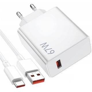 Xiaomi 67W rejseoplader med 6A USB-C-kabel MDY-14-EW - Bulk - Hvid