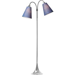 Fodgænger Gulvlampe krom m/dalablå skærme