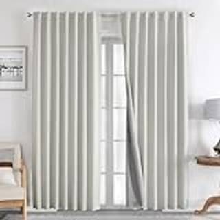 Joydeco linnedgardiner 84 tommer længde 2 paneler sæt burg 100% blackout lange gardiner til soveværelset stue sort ud mørkningsgardin termisk iso