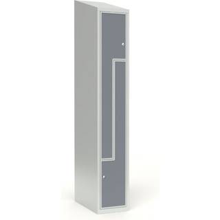 Skoleskab 1x300 Skråt tag, Z-dør Grå laminatdør Cylinderlås