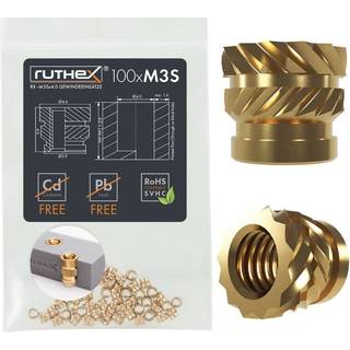 Ruthex M3 Short threaded insert – Rx-M3Sx4.0 - 100 pcs