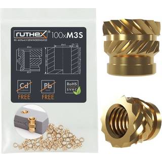 Ruthex M3 Short threaded insert – Rx-M3Sx4.0 - 100 pcs