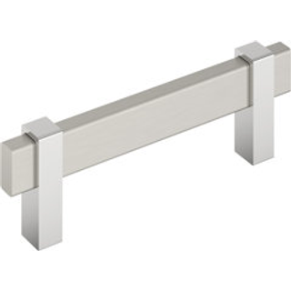 Amerock Mulino 3-3/4 tommer (96 mm) Center-to-Center Matte sort/poleret kromkabinettræk BP36723MB26