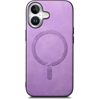 iPhone 16 Læderbelagt Plastik Bagside Cover - MagSafe Kompatibel - Lilla