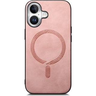 iPhone 16 Læderbelagt Plastik Bagside Cover - MagSafe Kompatibel - Lyserød