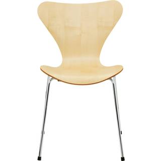 Fritz Hansen - Series 7 stol 3107 træfiner stålstel krom lönnfanér - Spisebordsstole - Arne Jacobsen - Træ farvet - Metal/Træ