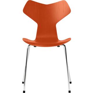 Fritz Hansen - 3130 Grand Prix, Färgad Ask, Paradise Orange, Underrede Förkromat Stål - Spisebordsstole - Arne Jacobsen - Orange - Metal/Træ