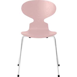 Fritz Hansen - Myren 3101 farvet askefiner stålstel krom pale rose - Spisebordsstole - Arne Jacobsen - Lyserød - Metal/Træ