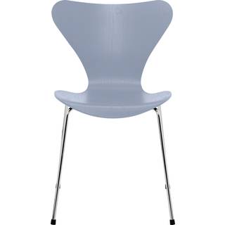 Fritz Hansen - Series 7 stol 3107 farvet askefiner stålstel krom lavender blue - Spisebordsstole - Arne Jacobsen - Blå - Metal/Træ