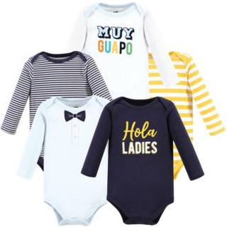 Hudson baby unisex baby bomuld langærmet bodysuits hola damer 5-pakke nyfødt