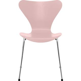 Fritz Hansen - Series 7 stol 3107 farvet askefiner stålstel krom pale rose - Spisebordsstole - Arne Jacobsen - Lyserød - Metal/Træ
