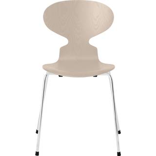 Fritz Hansen - Myren 3101 farvet askefiner stålstel krom light beige - Spisebordsstole - Arne Jacobsen - Beige - Metal/Træ