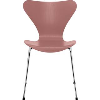 Fritz Hansen - Series 7 stol 3107 farvet askefiner stålstel krom wild rose - Spisebordsstole - Arne Jacobsen - Lyserød - Metal/Træ